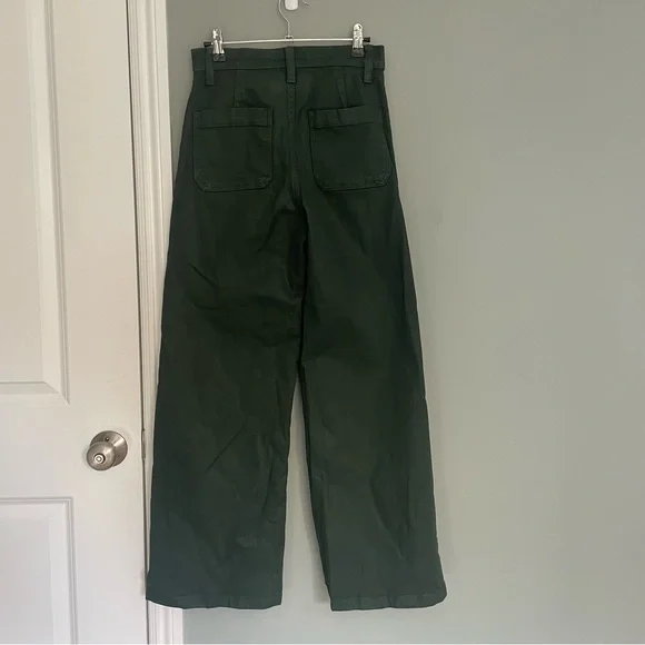 Favorite Daughter "The Mischa" Belize Green Shiny Coated Sheen Wide Leg Pant - Picture 7 of 17